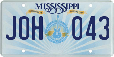 MS license plate JOH043
