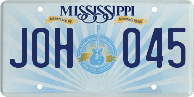 MS license plate JOH045