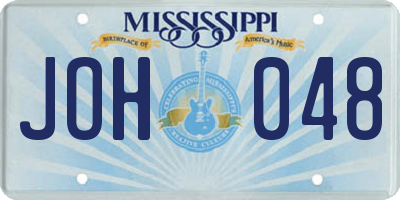 MS license plate JOH048