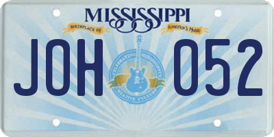 MS license plate JOH052