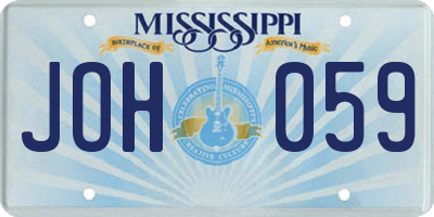 MS license plate JOH059