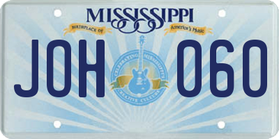 MS license plate JOH060