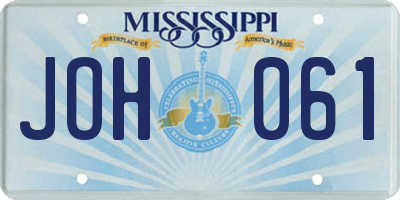 MS license plate JOH061