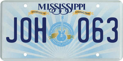 MS license plate JOH063