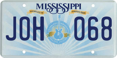 MS license plate JOH068