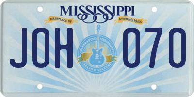 MS license plate JOH070