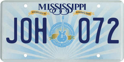 MS license plate JOH072