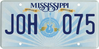 MS license plate JOH075