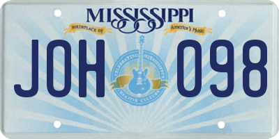 MS license plate JOH098