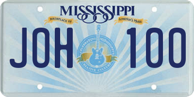 MS license plate JOH100