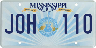 MS license plate JOH110