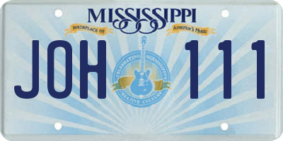 MS license plate JOH111