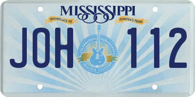 MS license plate JOH112