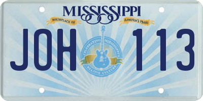 MS license plate JOH113