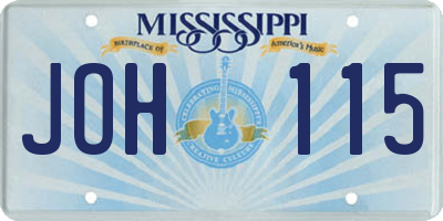 MS license plate JOH115