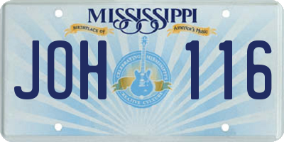MS license plate JOH116