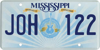 MS license plate JOH122