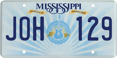 MS license plate JOH129