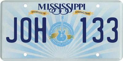 MS license plate JOH133