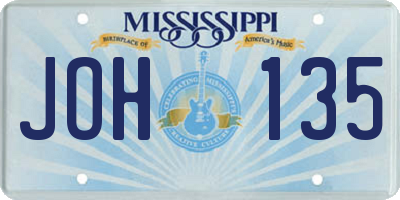MS license plate JOH135