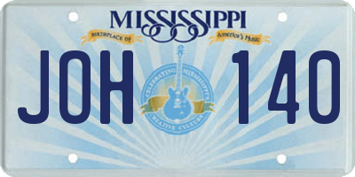 MS license plate JOH140