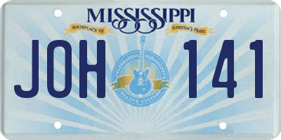 MS license plate JOH141