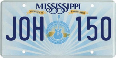 MS license plate JOH150