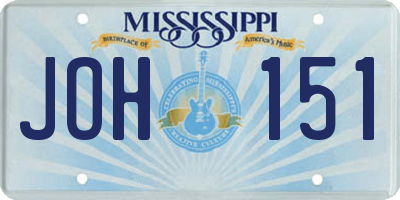MS license plate JOH151