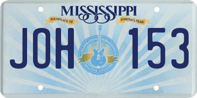 MS license plate JOH153