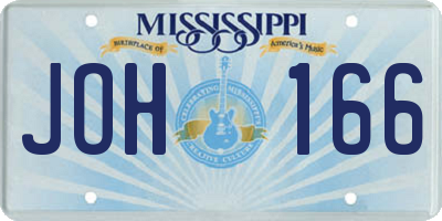 MS license plate JOH166