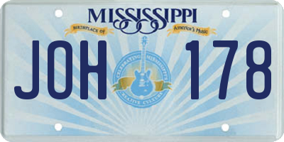 MS license plate JOH178