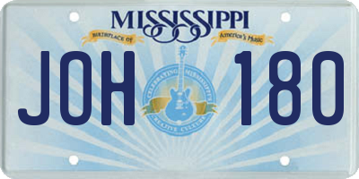 MS license plate JOH180
