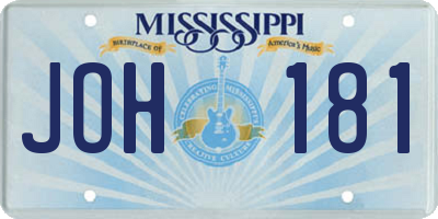 MS license plate JOH181