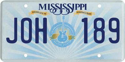 MS license plate JOH189