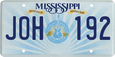 MS license plate JOH192