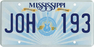 MS license plate JOH193