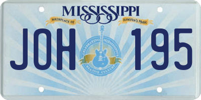 MS license plate JOH195