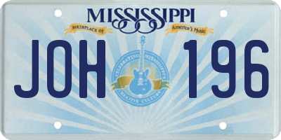 MS license plate JOH196