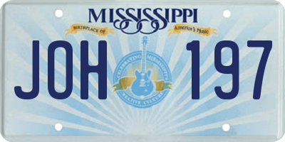 MS license plate JOH197