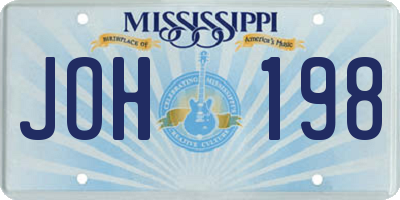 MS license plate JOH198