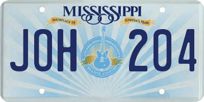 MS license plate JOH204