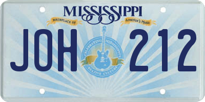 MS license plate JOH212