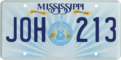 MS license plate JOH213