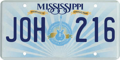 MS license plate JOH216