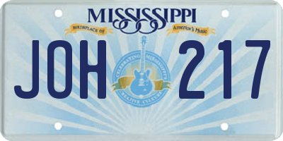 MS license plate JOH217