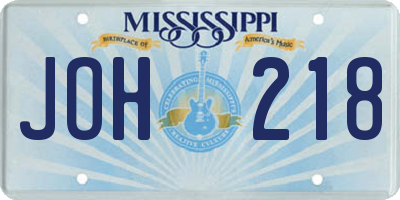 MS license plate JOH218