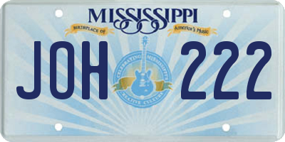 MS license plate JOH222
