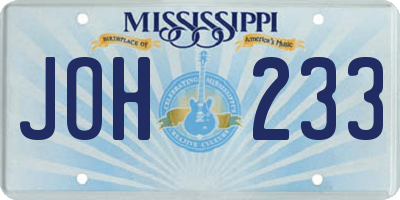 MS license plate JOH233