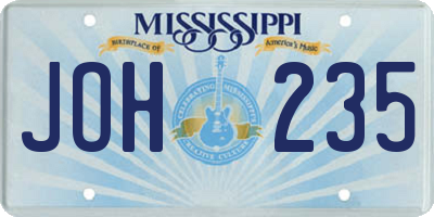 MS license plate JOH235