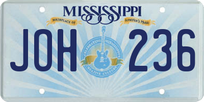 MS license plate JOH236